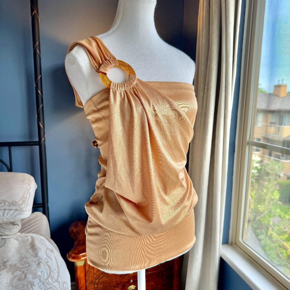 Gold One Strap Long Banded Bottom Top